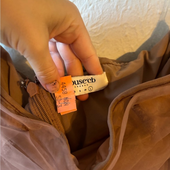 ANAIS CHESTNUT TULLE OFF SHOULDER RUCHED DRESS - Picture 2 of 8